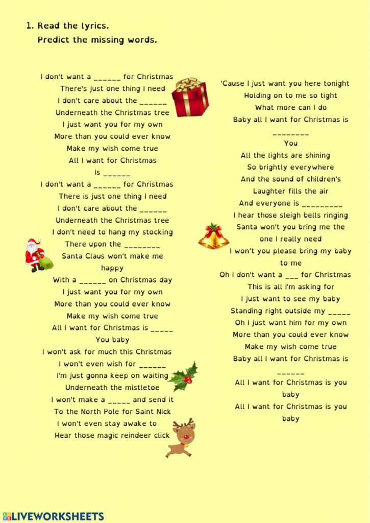 Christmas Song Worksheet Worksheet