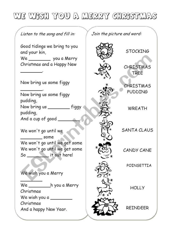 Christmas Songs Worksheets Pdf | AlphabetWorksheetsFree.com