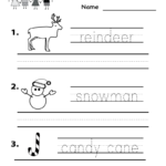 Christmas Spelling Worksheet   Free Kindergarten Holiday