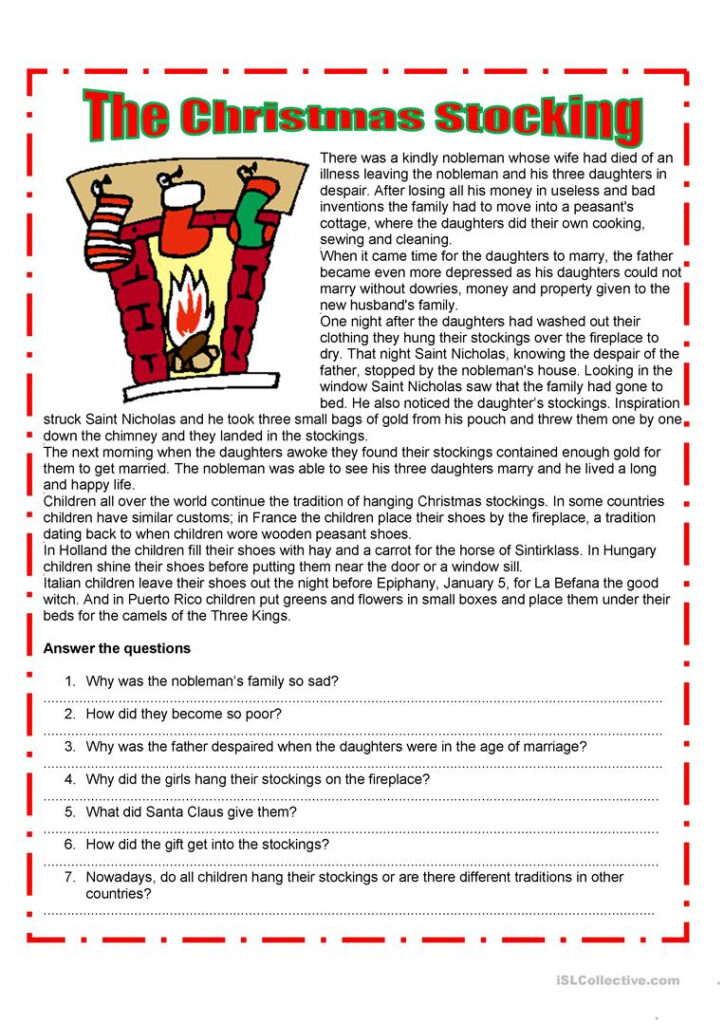 Christmas   Stocking   English Esl Worksheets For Distance