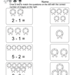 Christmas Subtraction Worksheet   Free Kindergarten Holiday