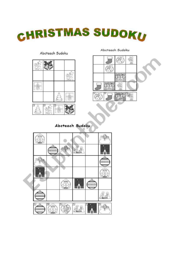 Christmas Sudoku   Esl Worksheetsusanasap