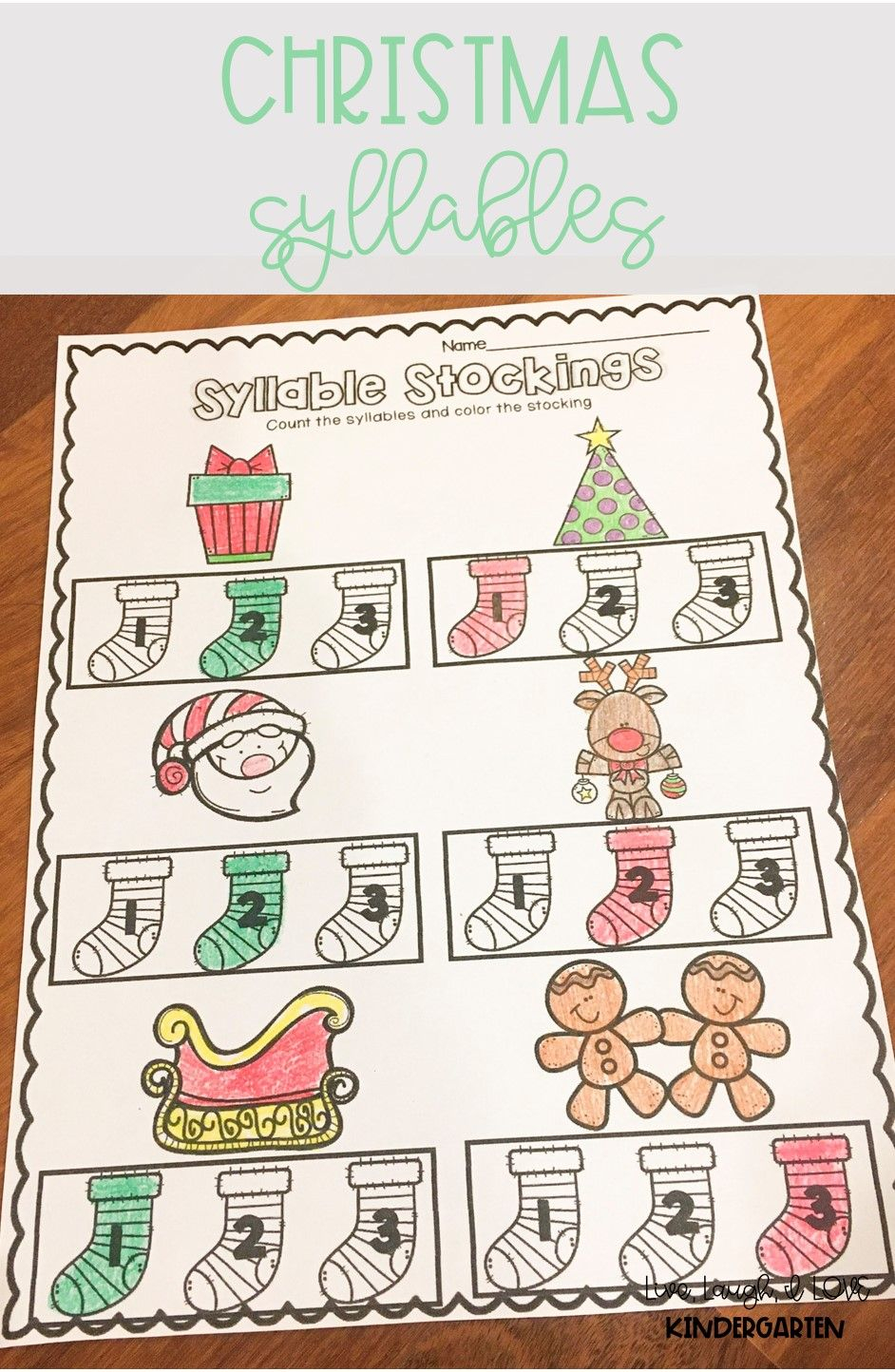 Christmas Syllables | Syllable Worksheet, December