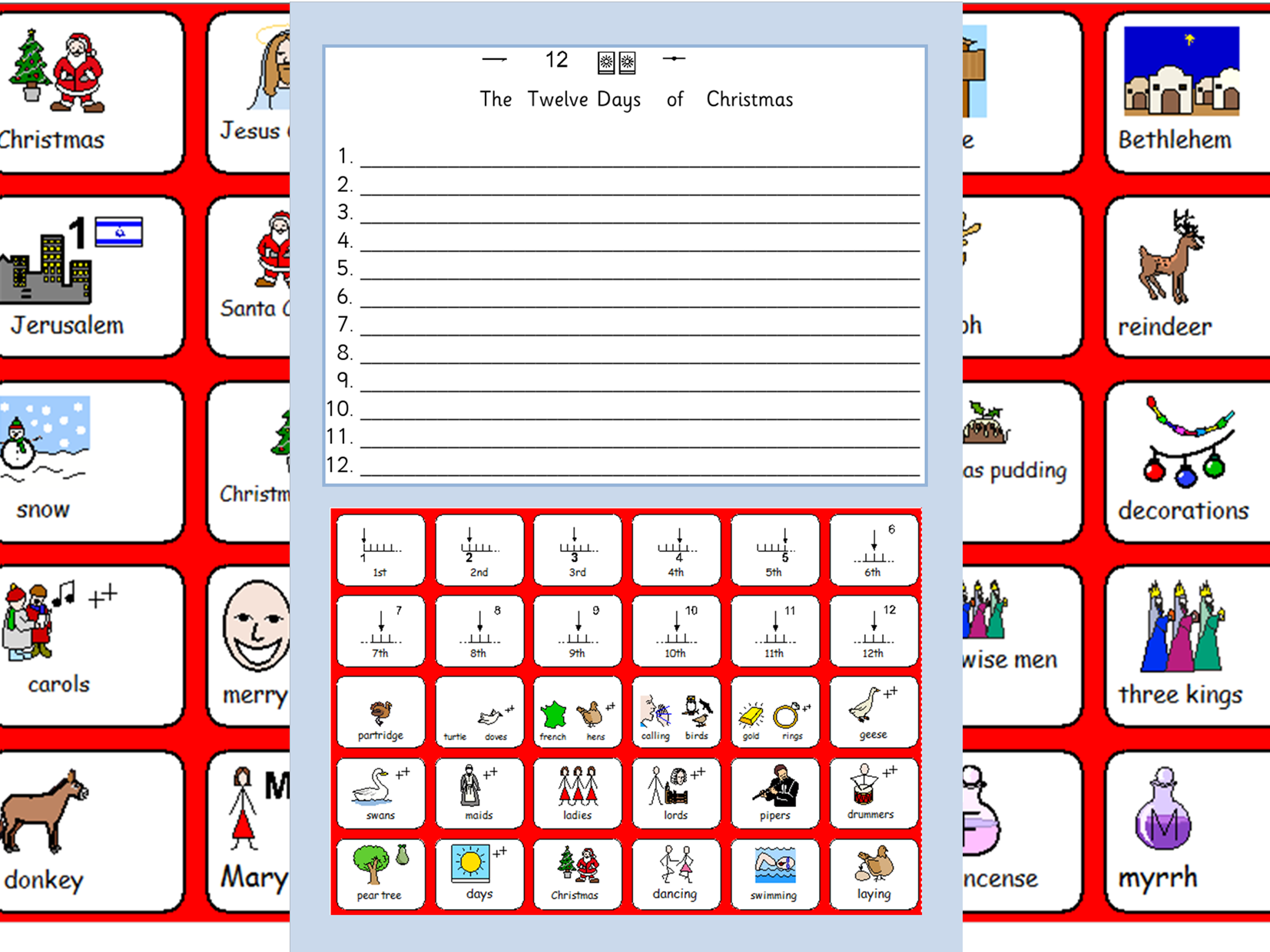 Christmas Symbols, The 12 Days Of Christmas Worksheet And Colours- Sen And  Lower Ability