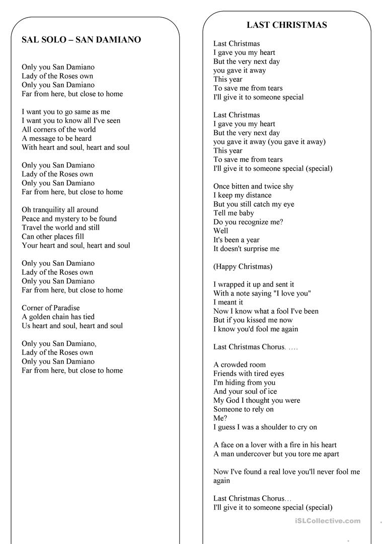 Christmas - The Lyrics Of 8 The Best Christmas Songs And