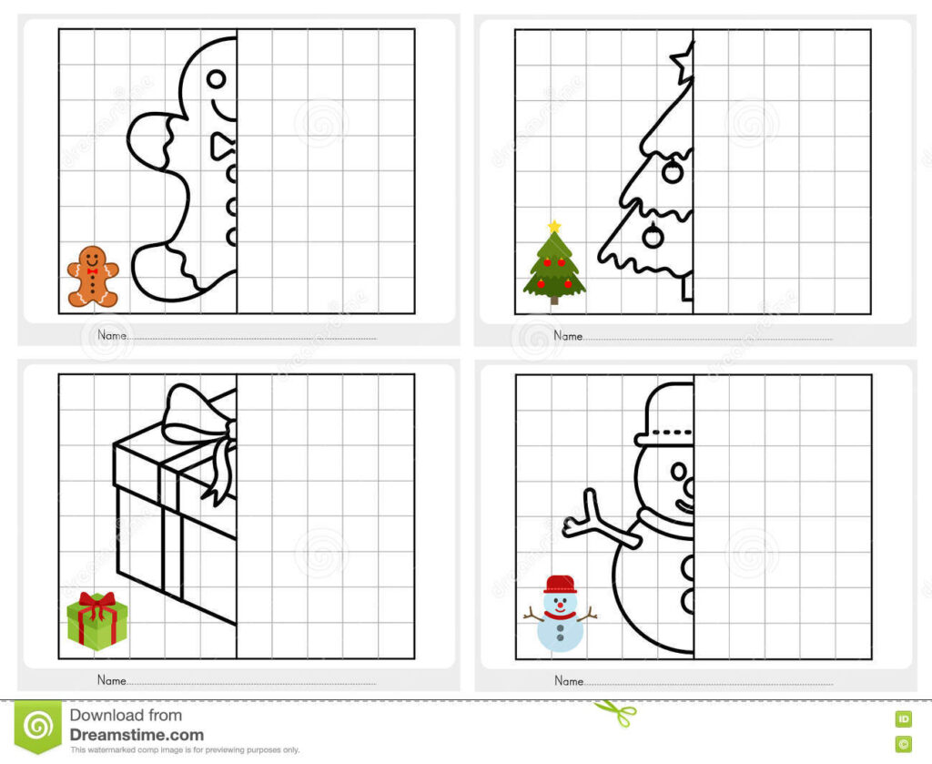 Christmas Theme Activity Sheet Symmetrical Stock Vector