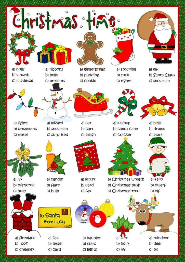 Christmas Time   Multiple Choice Worksheet