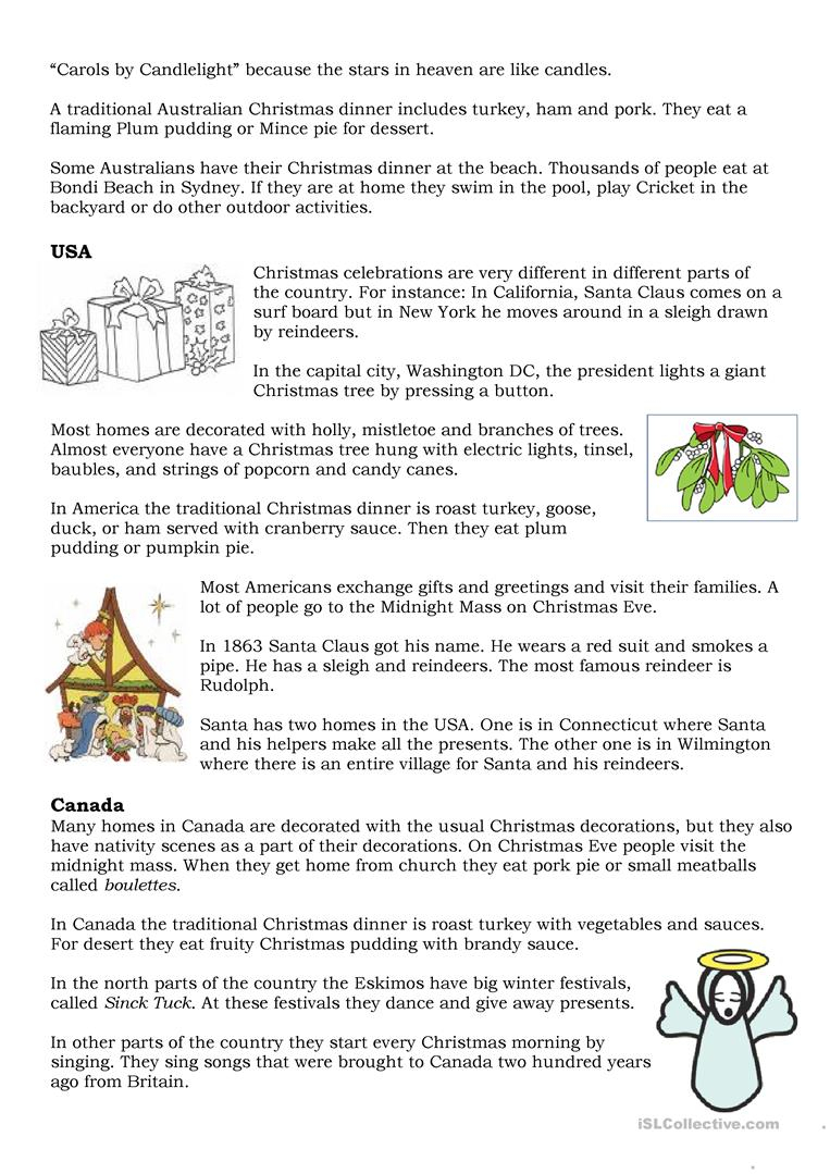 Christmas Traditions - English Esl Worksheets For Distance
