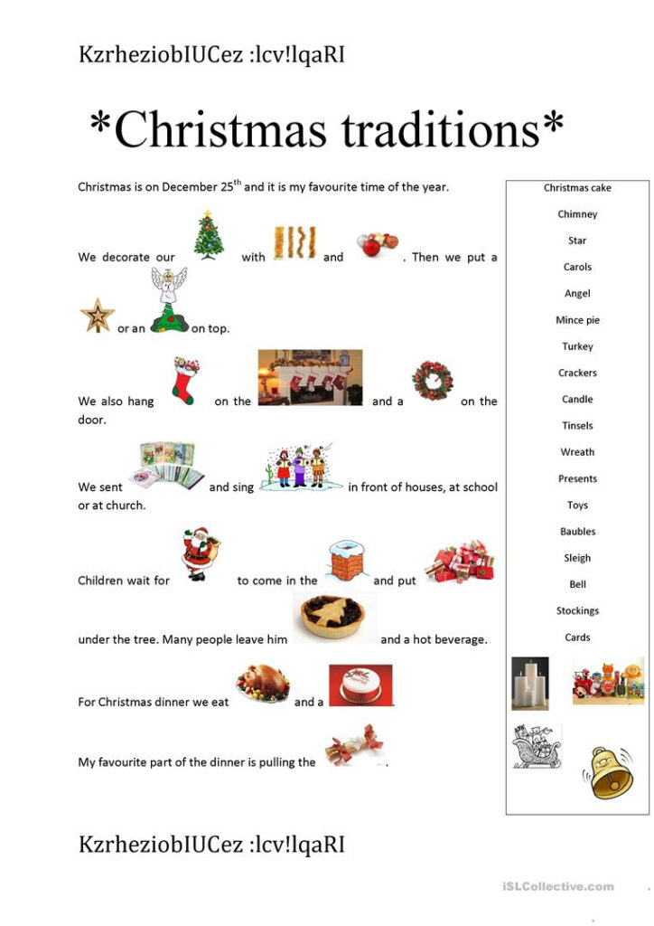 Christmas Traditions   English Esl Worksheets For Distance