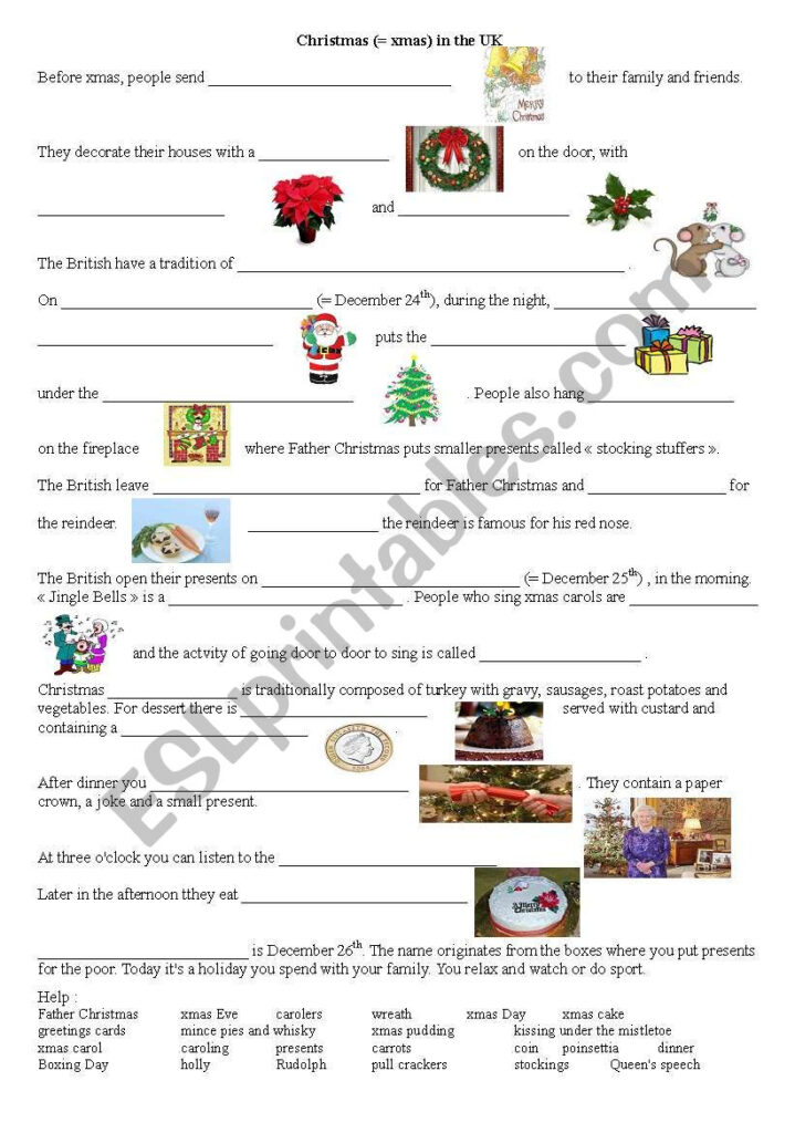 Christmas Traditions In The Uk   Esl Worksheet