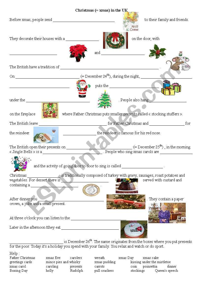 Christmas Traditions In The Uk - Esl Worksheet