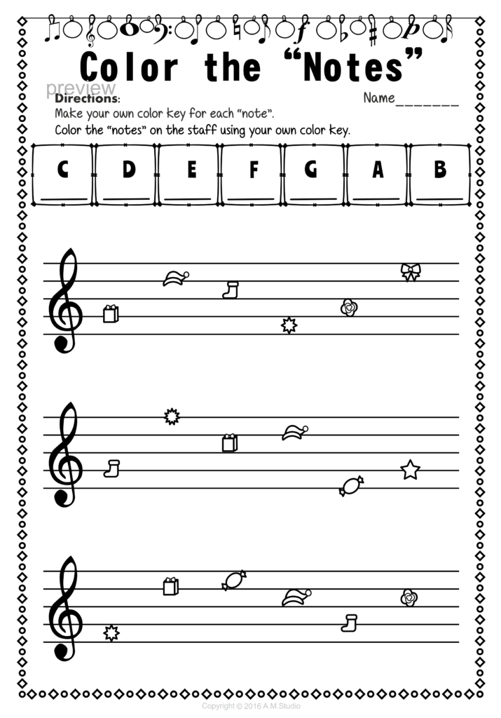 Christmas Treble Clef Note Reading Worksheets | Teaching