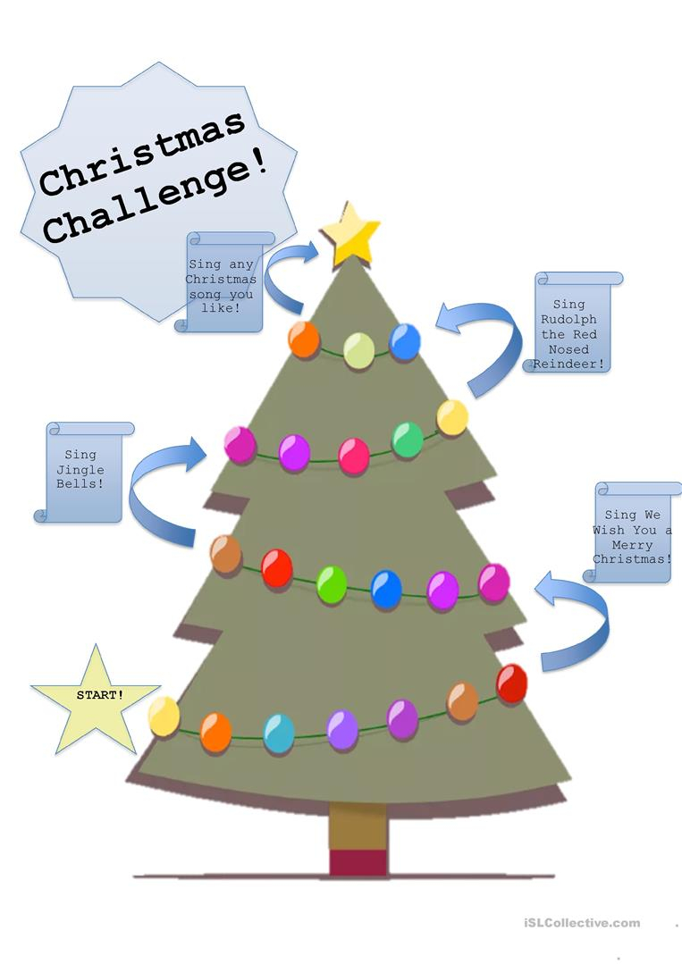 Christmas Tree Board Game - English Esl Worksheets For