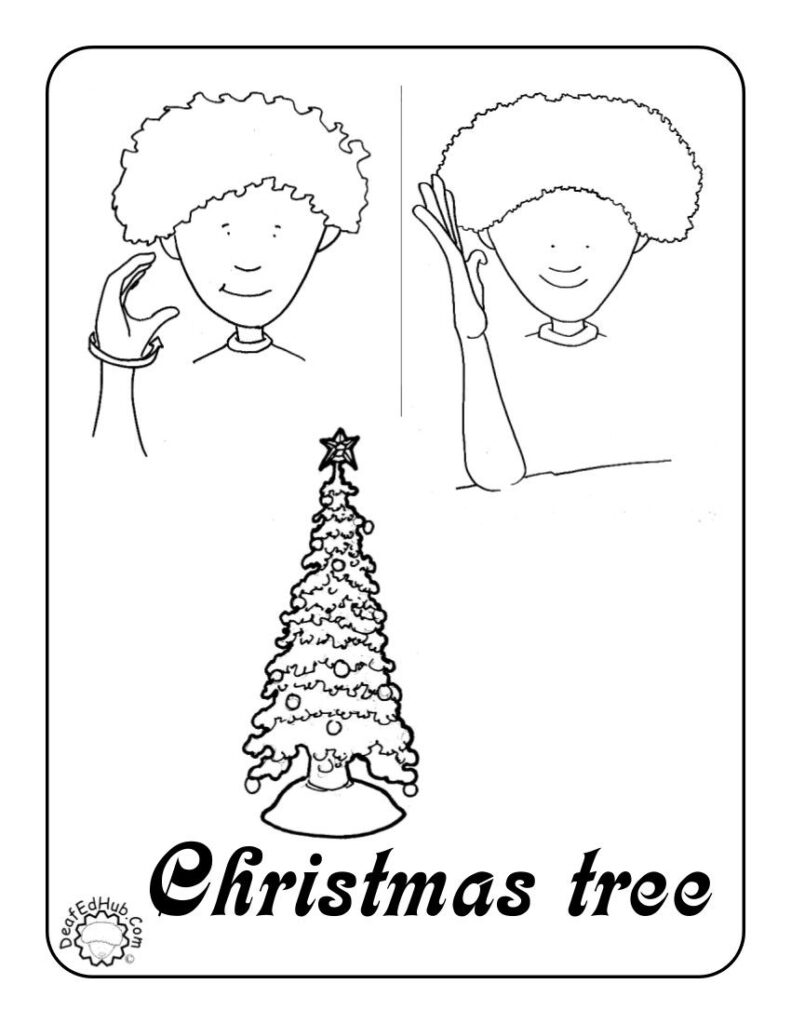 Christmas Tree Coloring Page | Sign Language For Kids