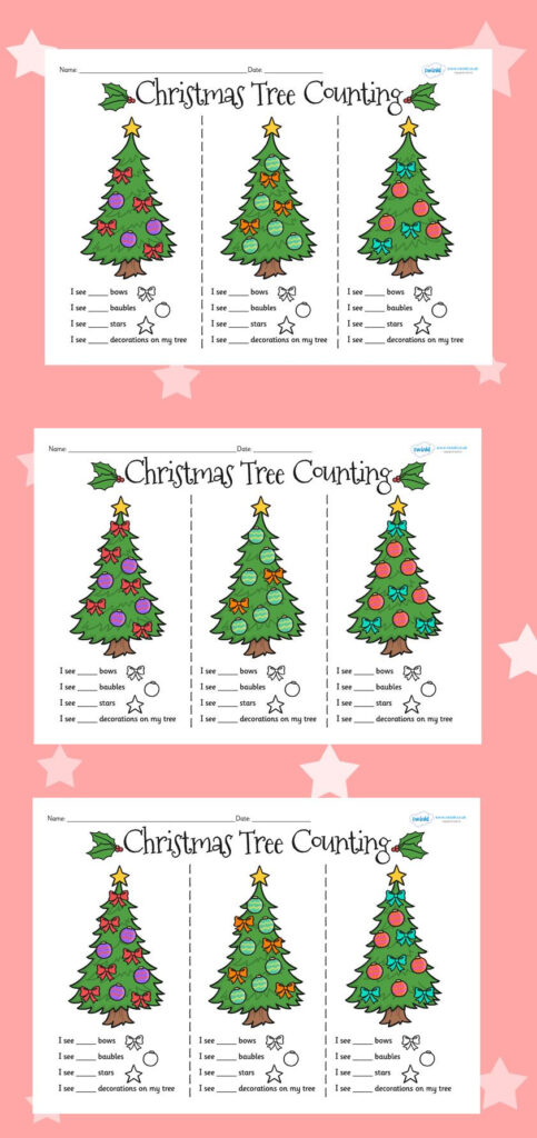 Christmas Tree Counting Worksheets | Christmas Classroom