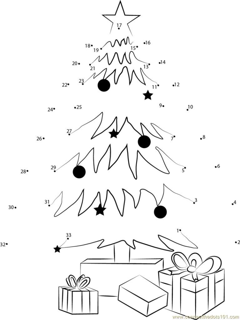 Christmas Tree Decorating And Gifts Dot To Dot Printable