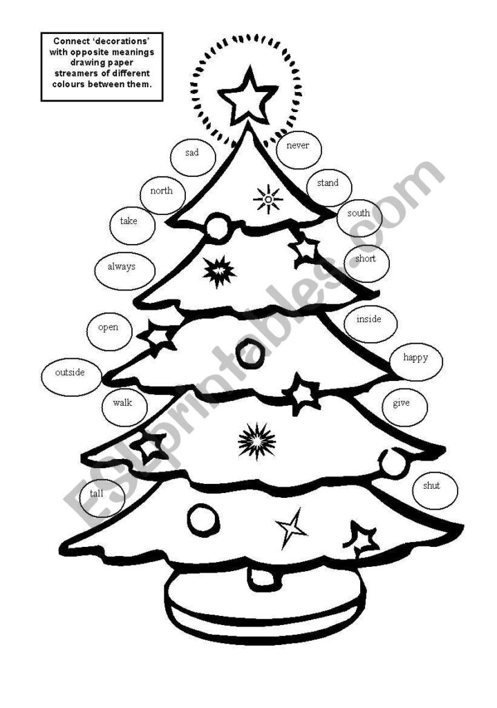 Christmas Tree With Antonyms.   Esl Worksheetvanfudzin