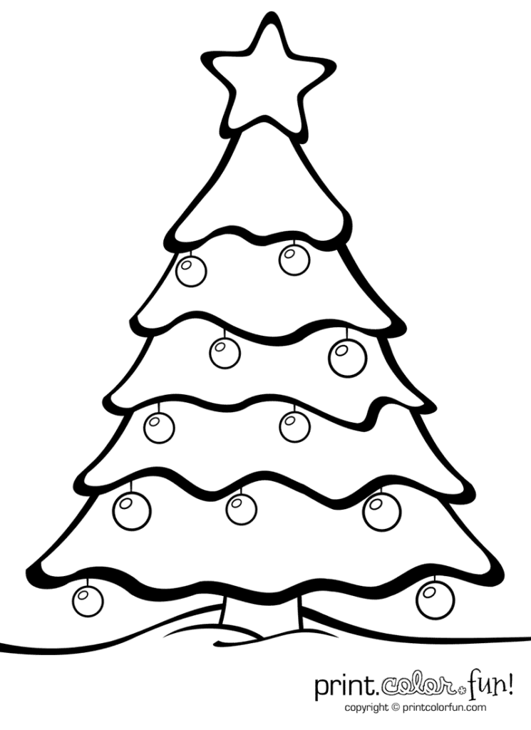Christmas Tree With Ornaments | Print. Color. Fun! Free Christmas Tree With Ornaments | Print. Color. Fun! Free