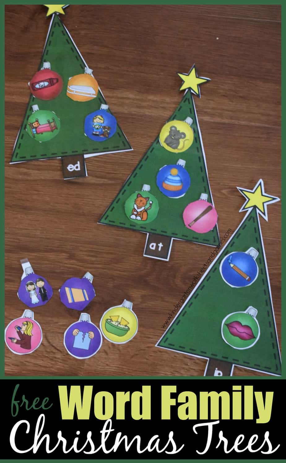 Christmas Tree Word Families Activity