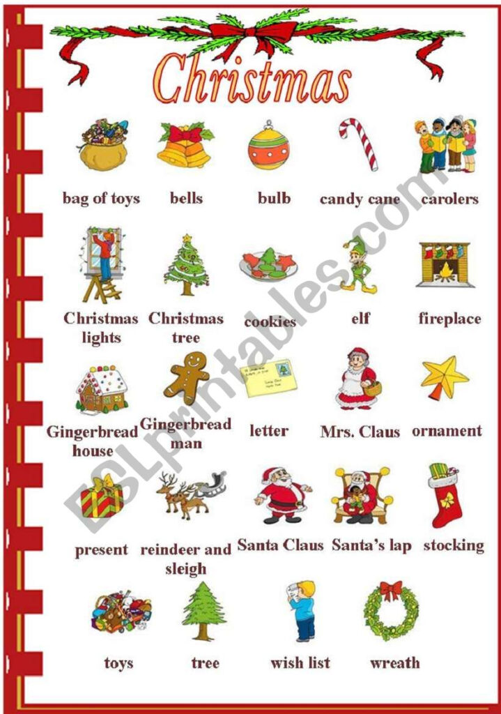 Christmas Vocabulary   Esl Worksheetvanda51