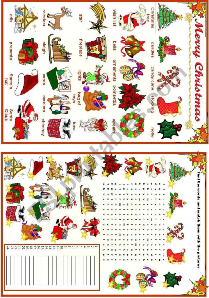 Christmas Vocabulary   Esl Worksheetvanda51