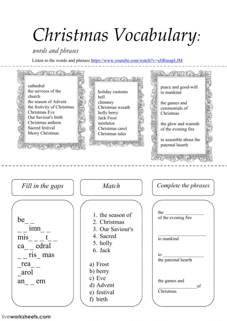 Christmas Vocabulary (Listening   Exercises) Worksheet