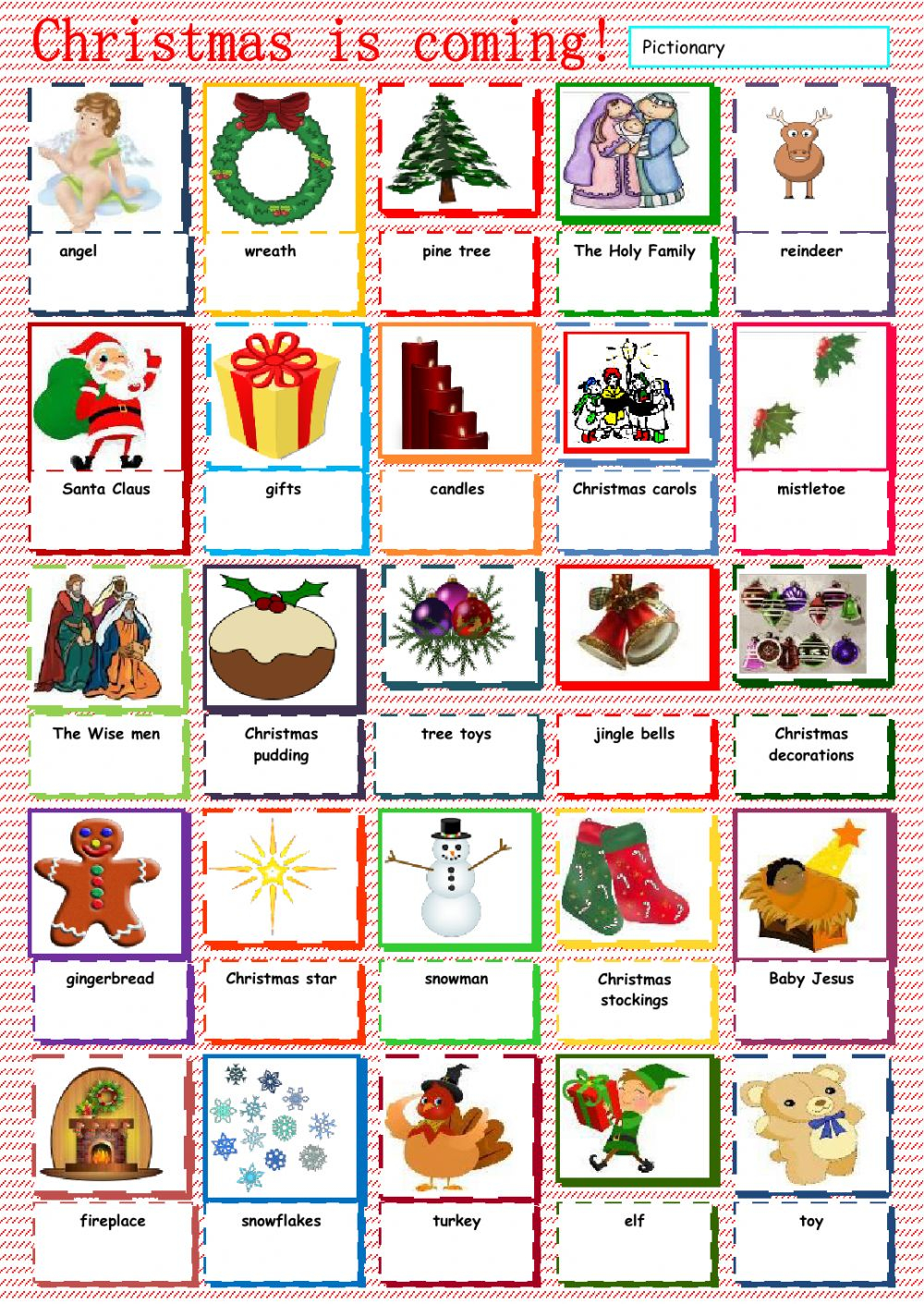 Christmas Vocabulary Worksheets Pdf