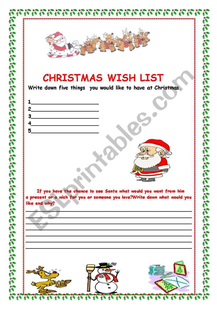Christmas Wish List   Esl Worksheetsuperisi84