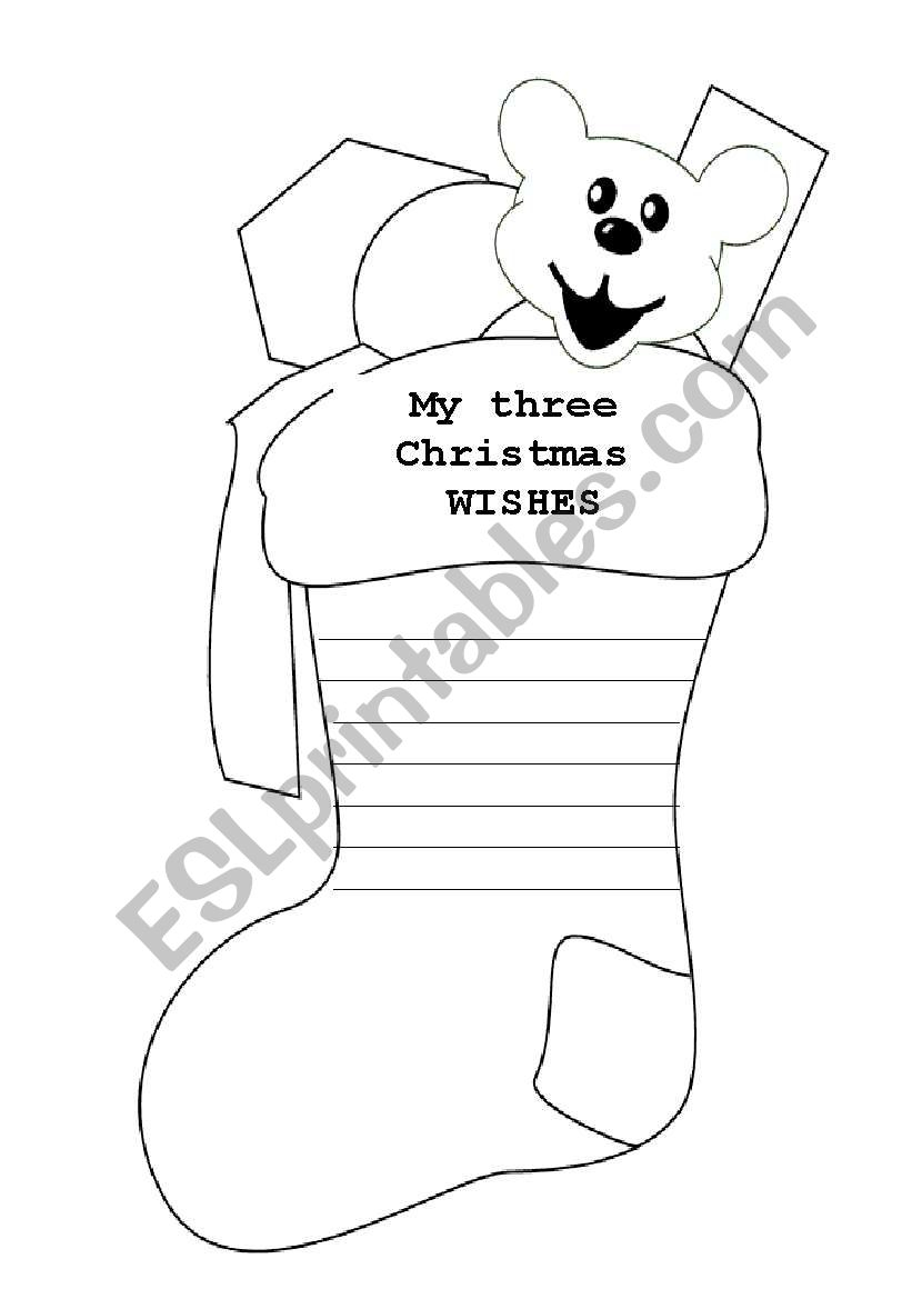 Christmas Wishes Stocking - Esl Worksheetsrks