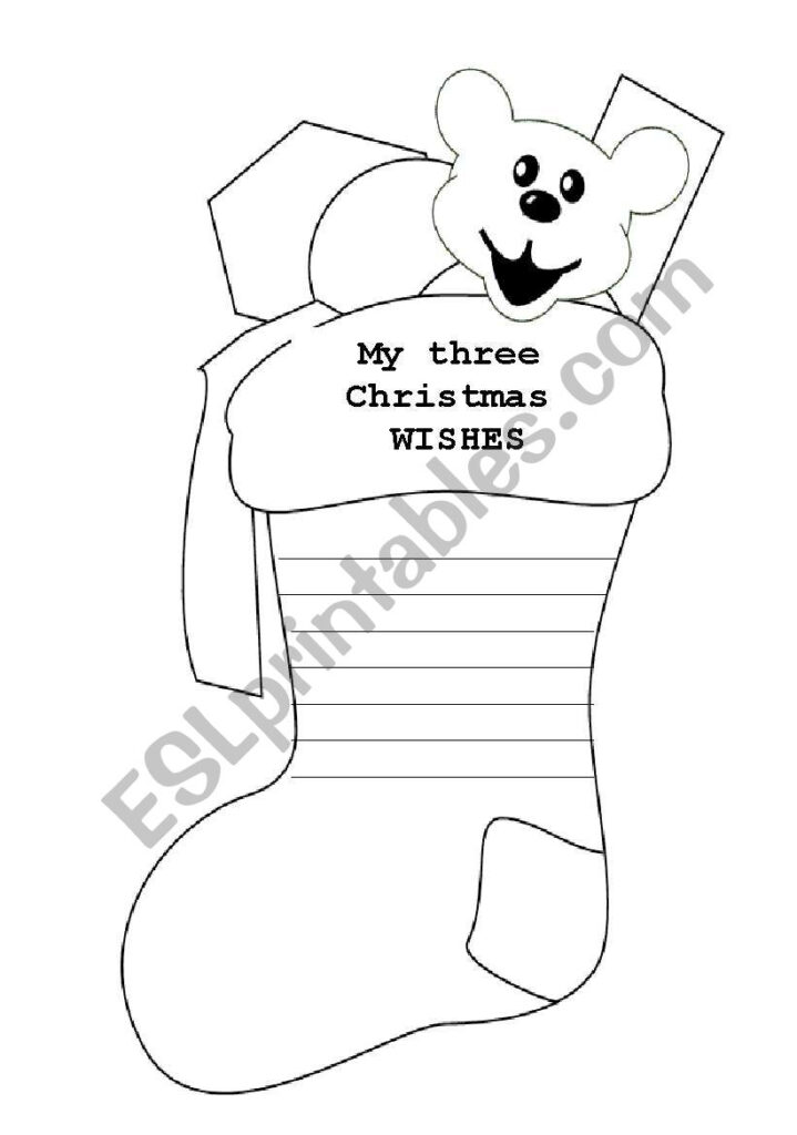 Christmas Wishes Stocking   Esl Worksheetsrks