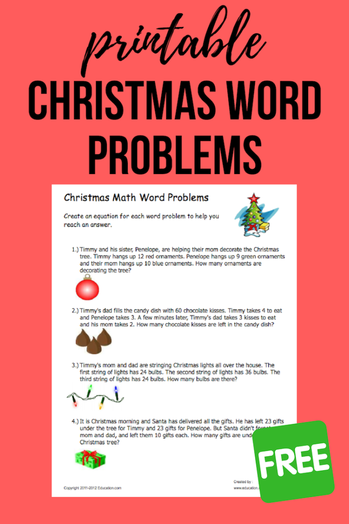 Christmas Word Problems | Worksheet | Education
