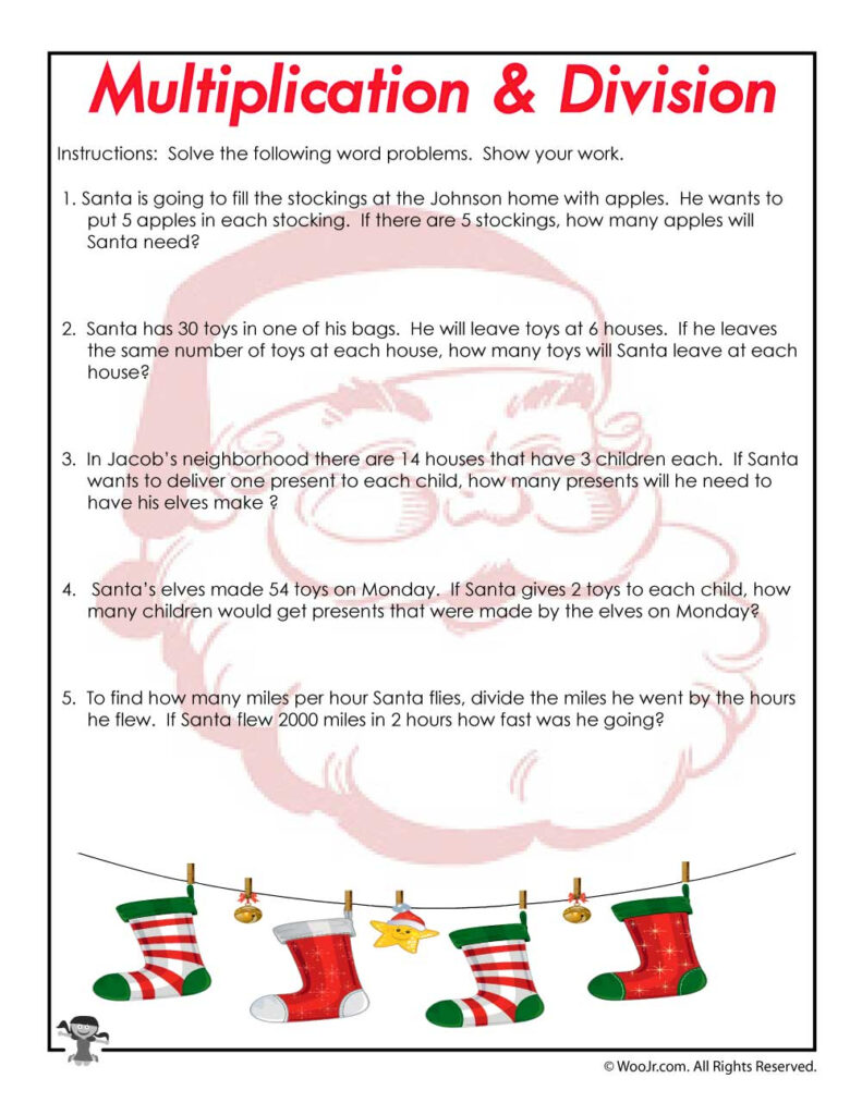 Christmas Word Problems Worksheet | Woo! Jr. Kids Activities