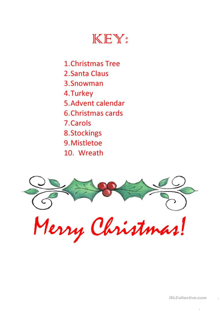 Christmas Word Scramble   English Esl Worksheets For