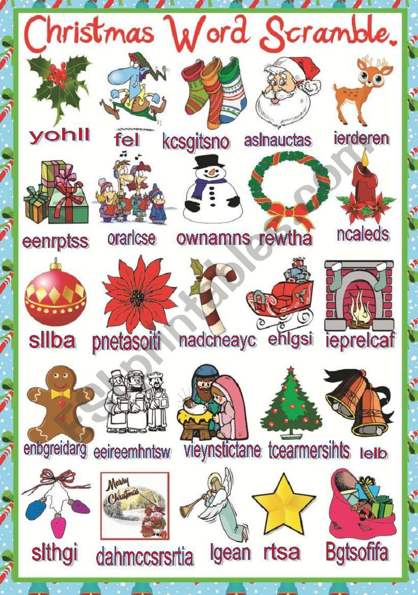Christmas Word Scramble - Esl Worksheetmafaldita2009