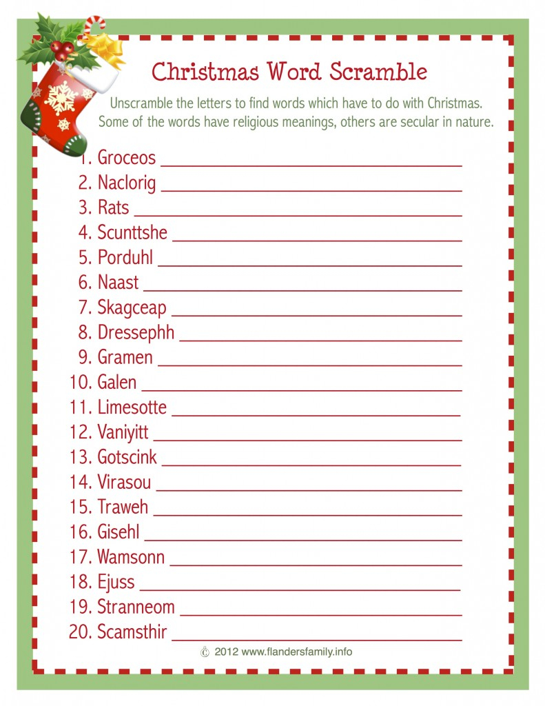 Christmas Word Scramble (Free Printable) - Flanders Family