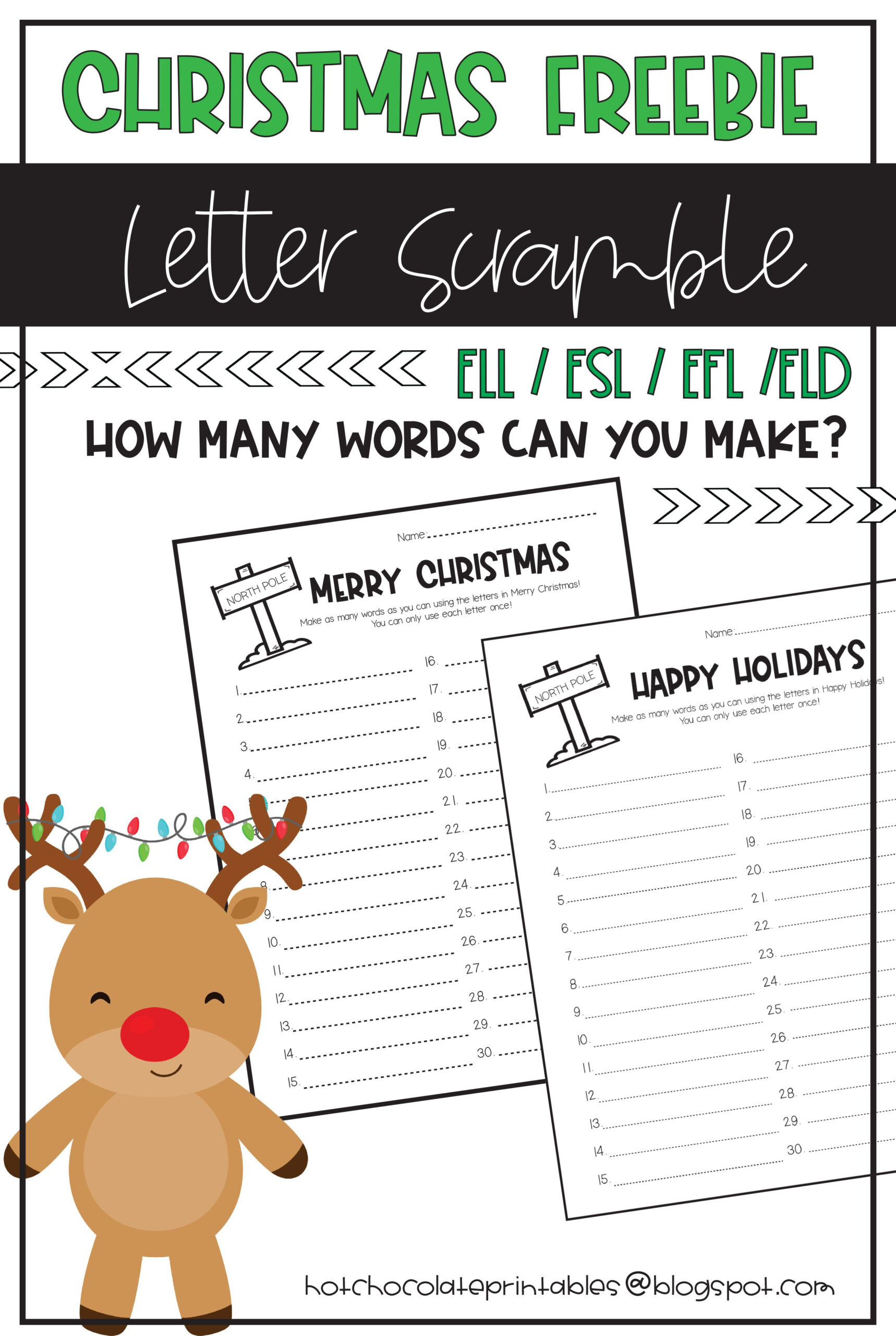 Christmas Word Scramble Freebie! How Many Words Can You Make