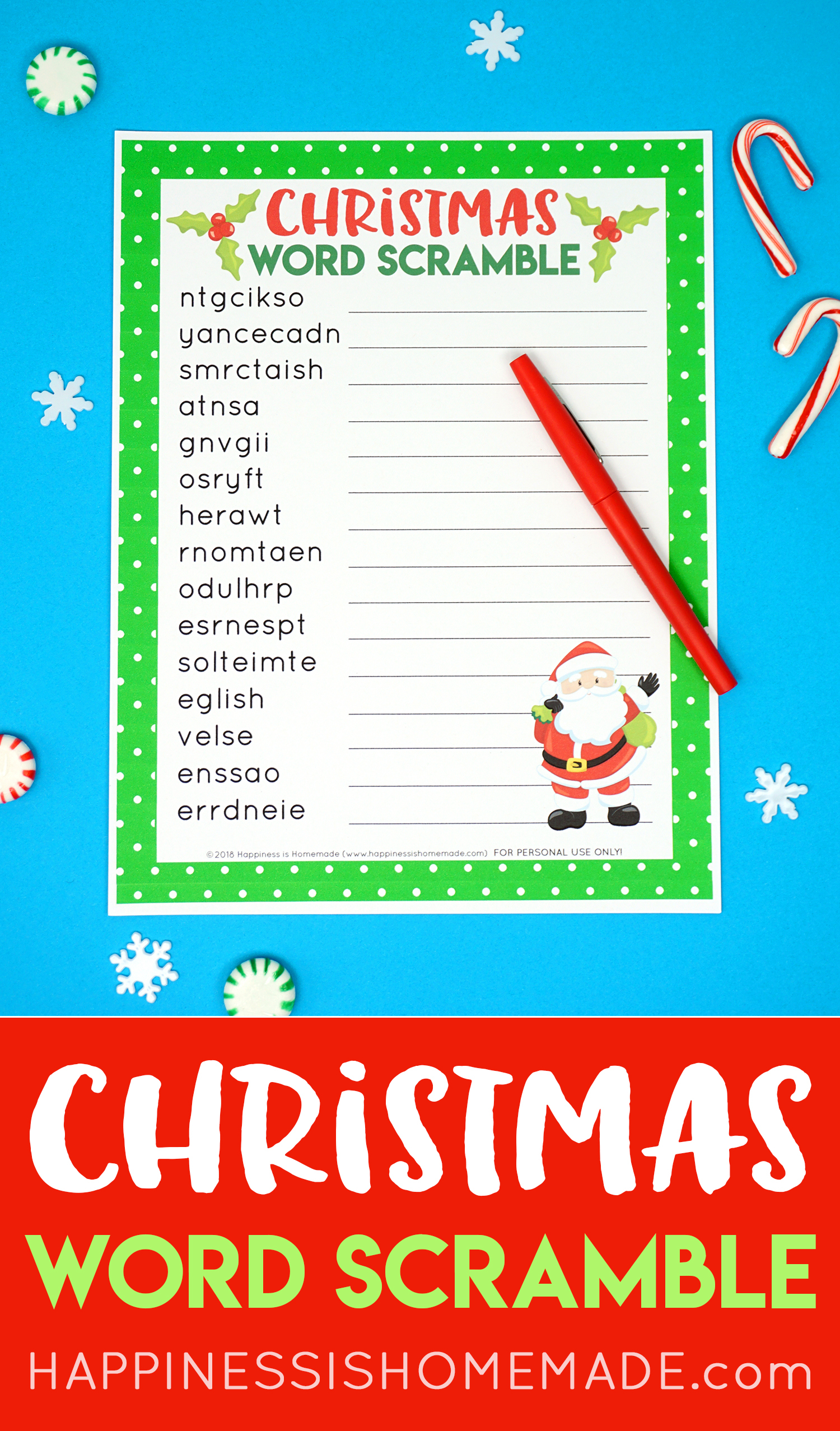 Christmas Word Scramble Printable - Happiness Is Homemade