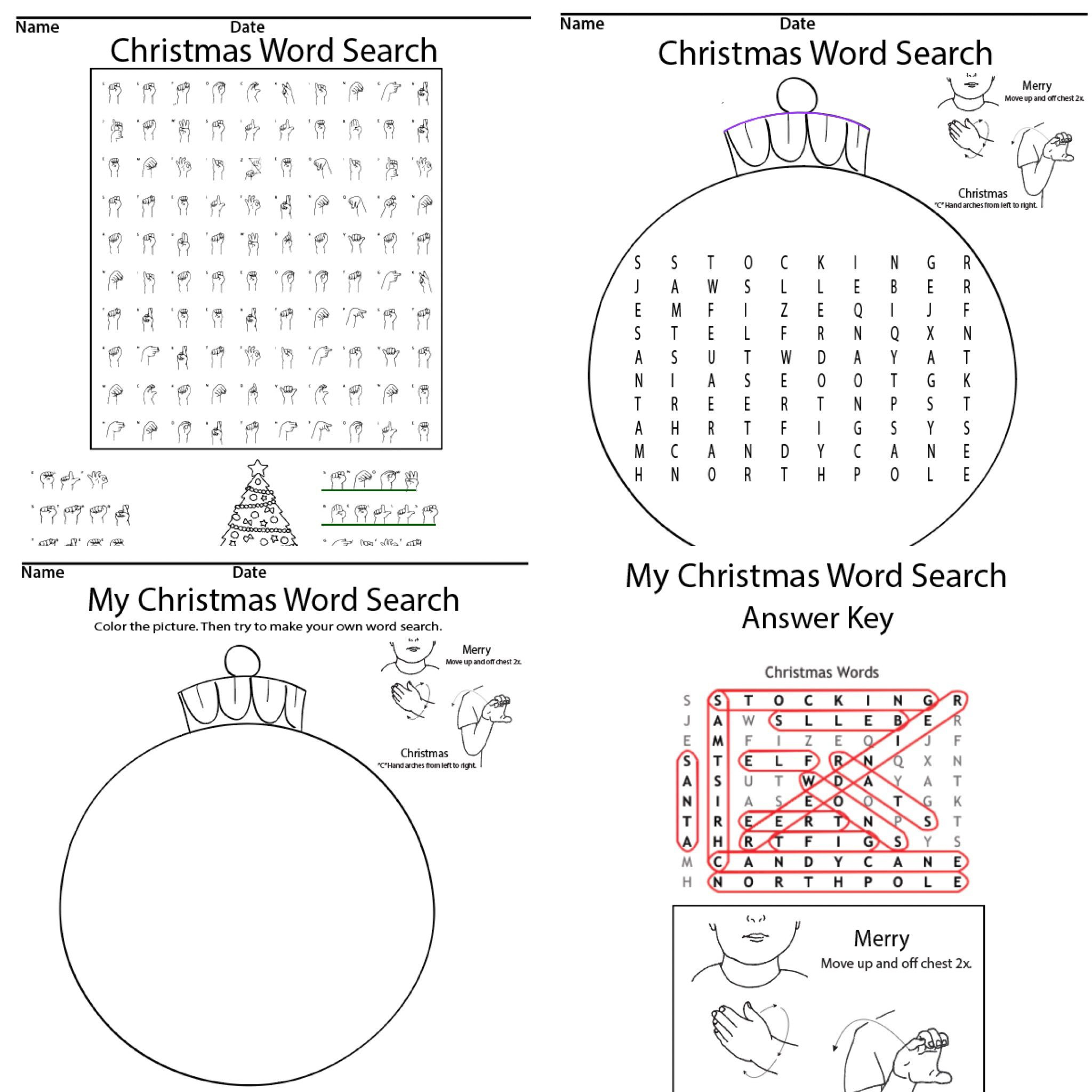 Christmas Word Search - Asl Teaching Resources | Christmas