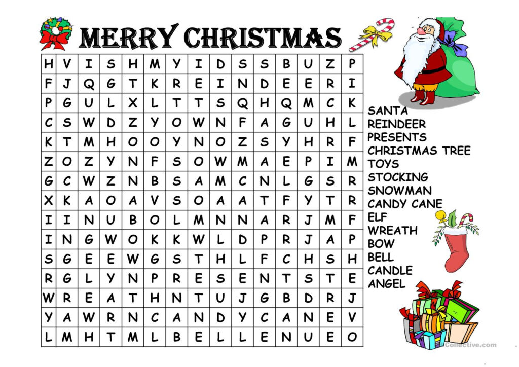Christmas Word Search   English Esl Powerpoints For Distance