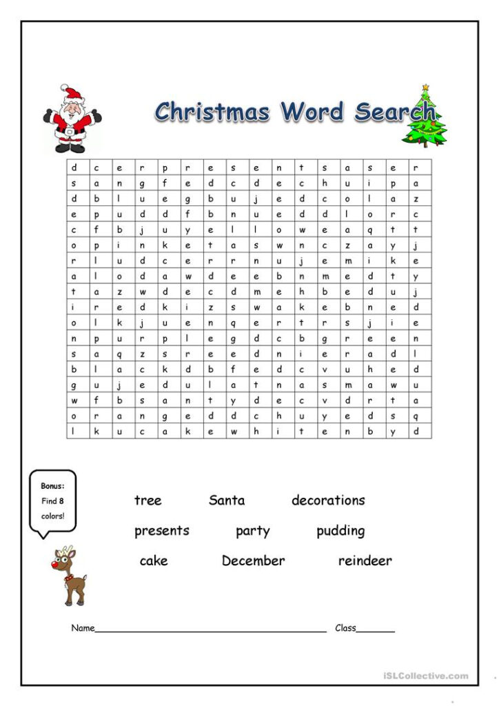 Christmas Word Search   English Esl Worksheets For Distance