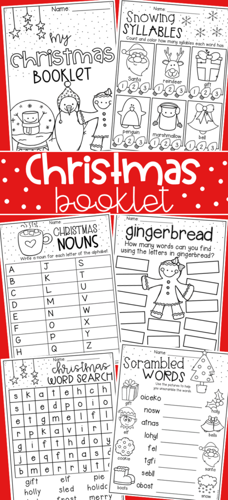 Christmas Worksheet Booklet   Kindergarten First Grade