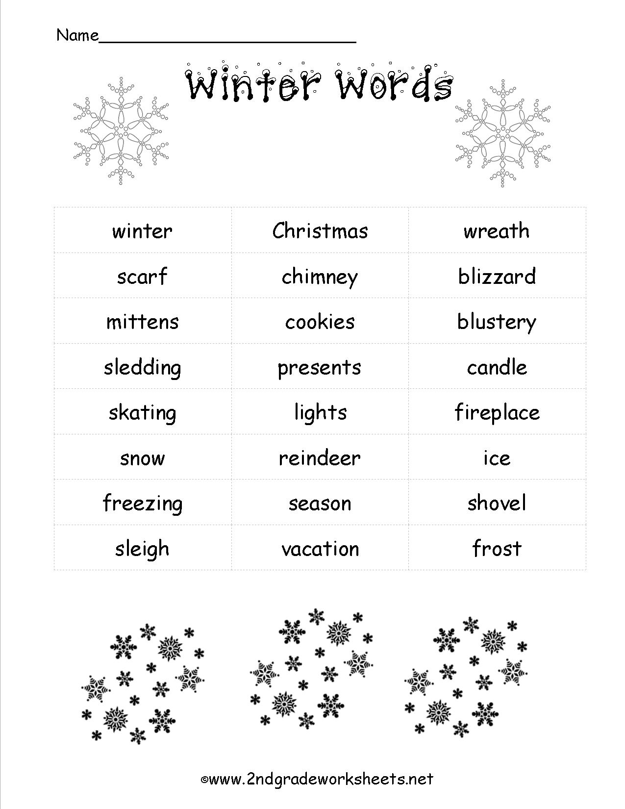 Christmas Worksheets And Printouts Free Winterwordlist