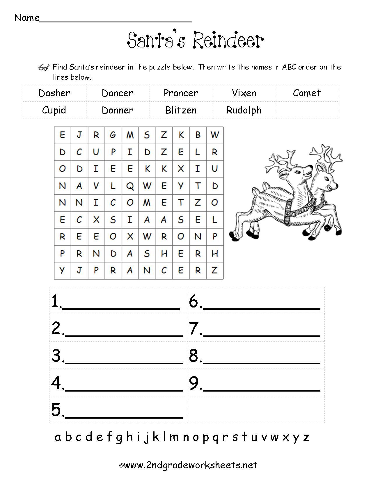 Christmas Worksheet Printable Grade 5