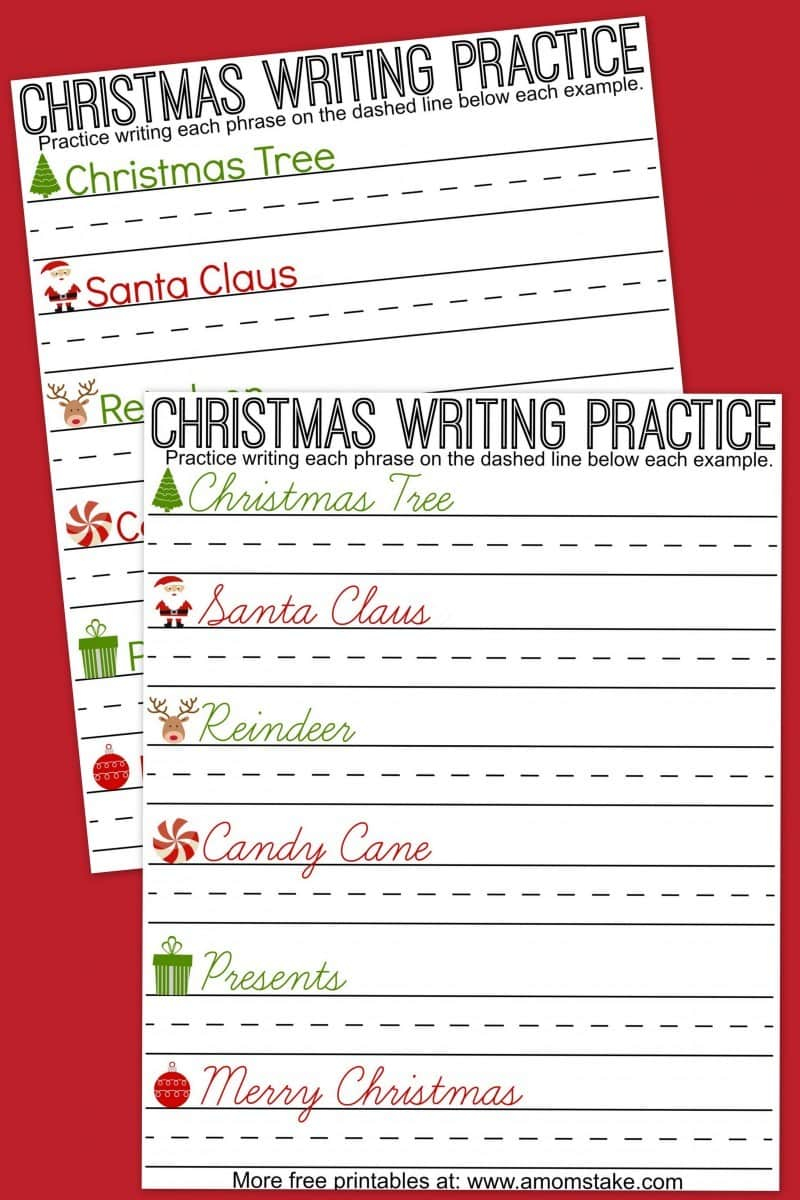 Christmas Writing Practice Sheets - A Mom&amp;#039;s Take