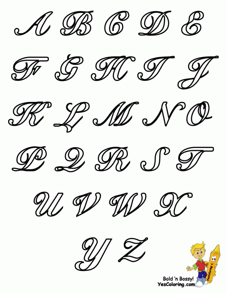 Classic Coloring Pages Alphabet | Cursive | Letters | Free