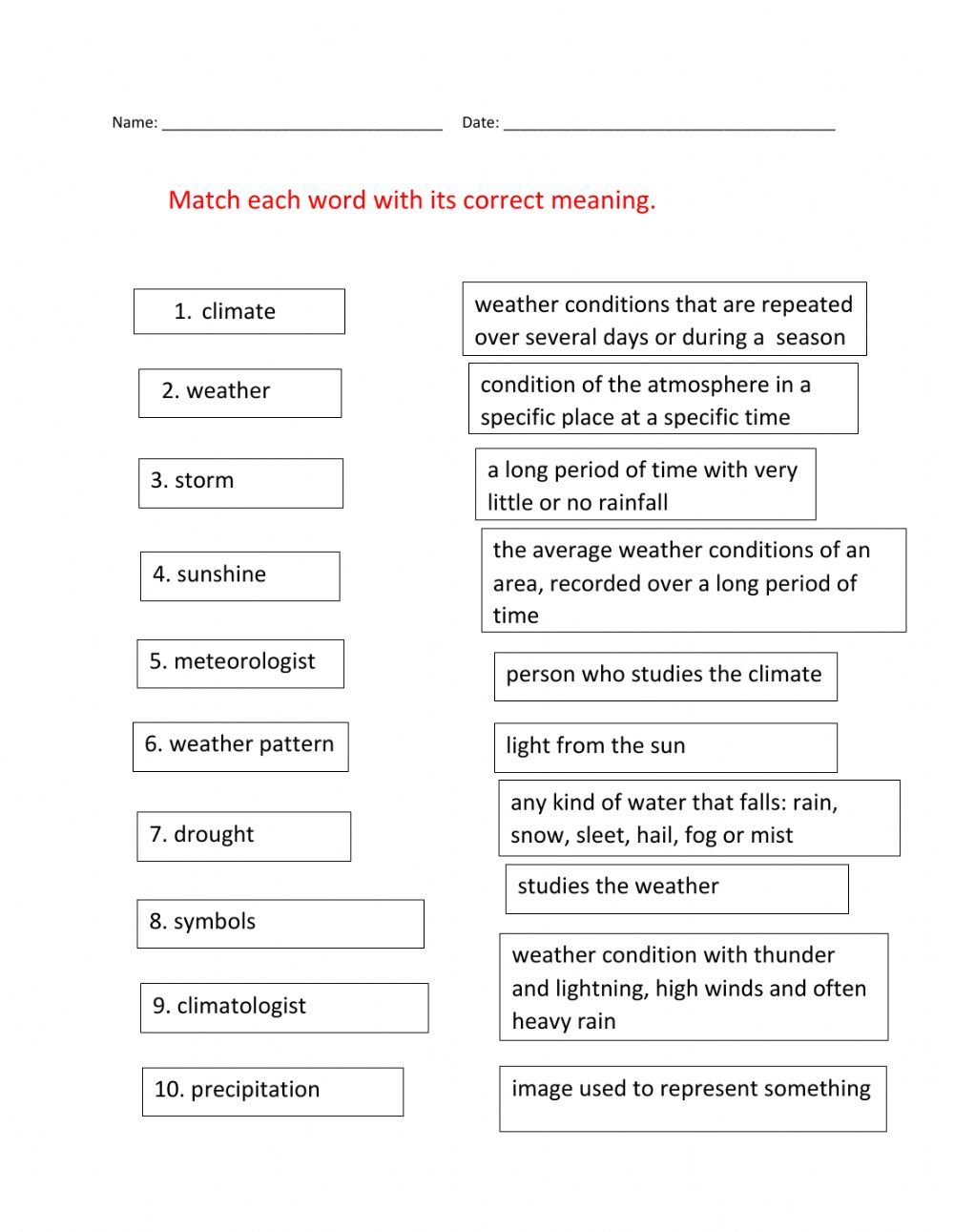 Climate Worksheet