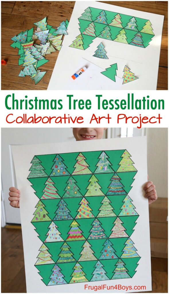 Collaborative Art With Christmas Tree Tessellations   Frugal