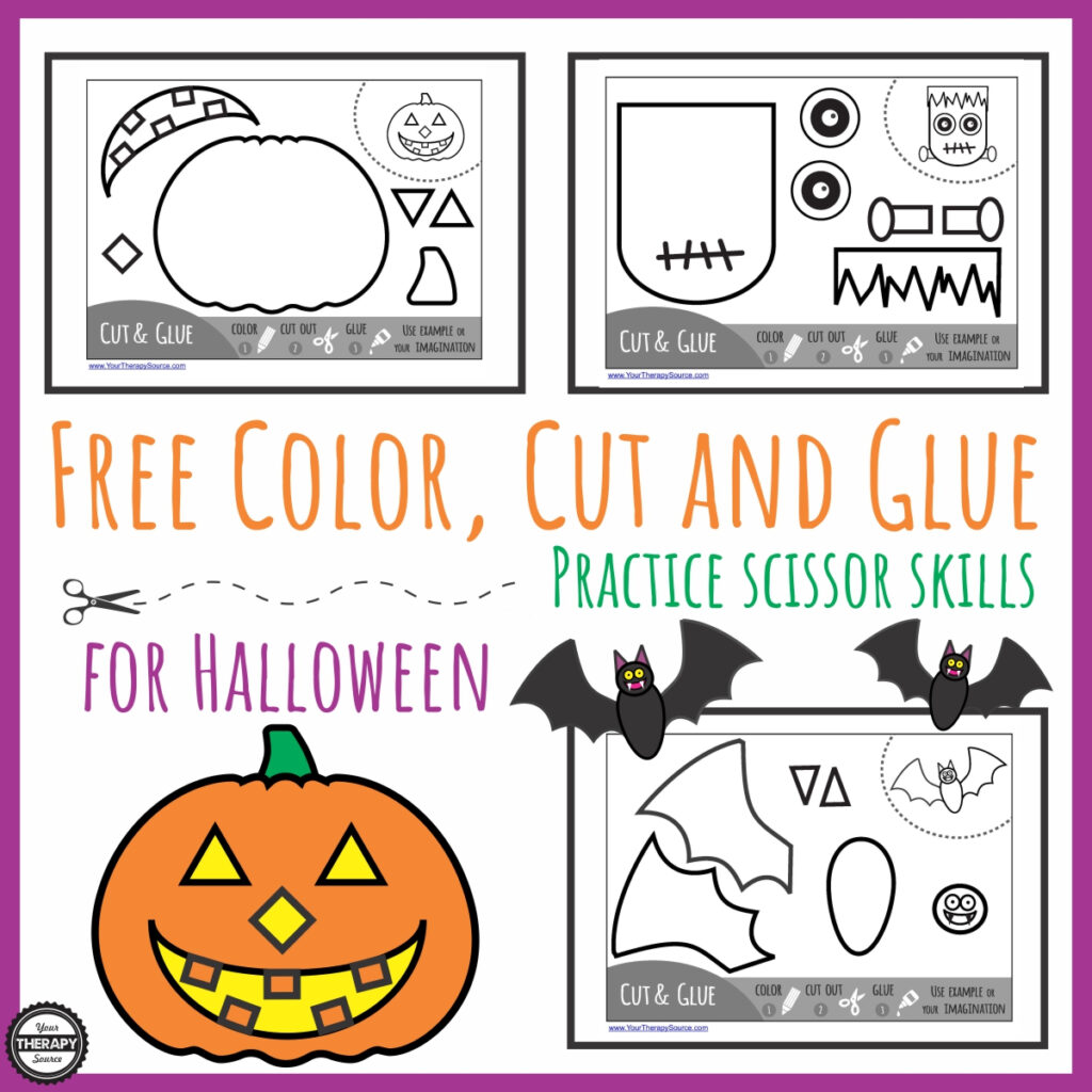 Color Cut Glue Halloween   Practice Scissor Skills   Your