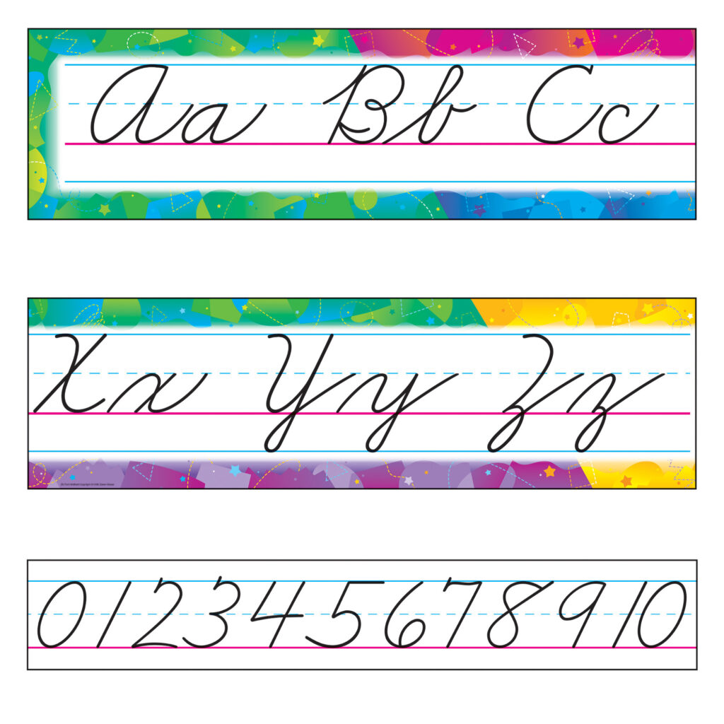 Color Splash Alphabet Line Zaner Bloser Cursive Bulletin Board Set