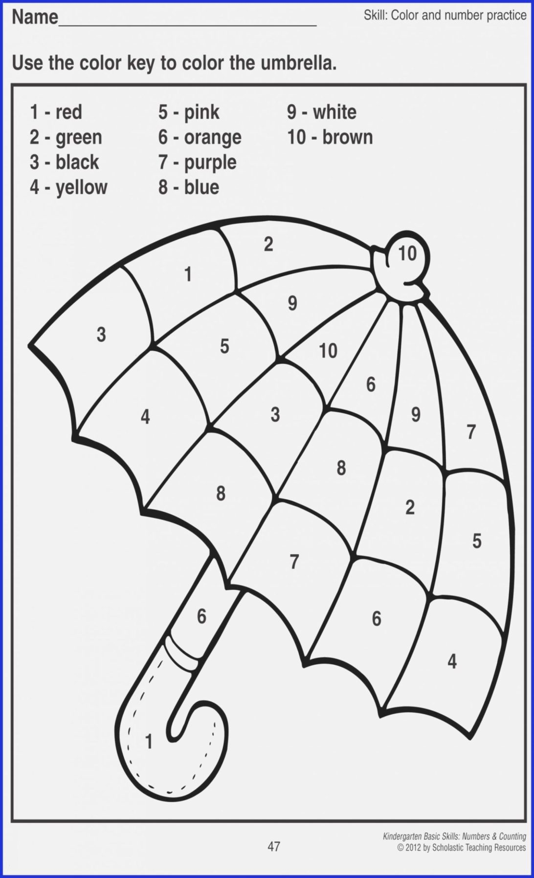Coloring Book Number Free Colorblue For Preschool